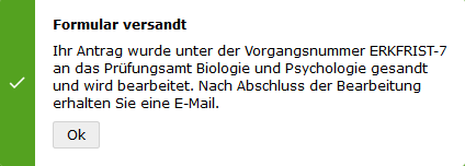 Abbildung 9: Bestätigung und Vorgangsnummer Abbildung 9: Bestätigung und Vorgangsnummer