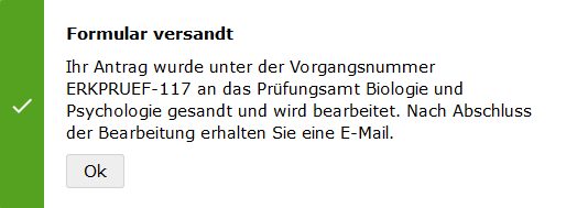 Abbildung 9: Bestätigung und Vorgangsnummer Abbildung 9: Bestätigung und Vorgangsnummer